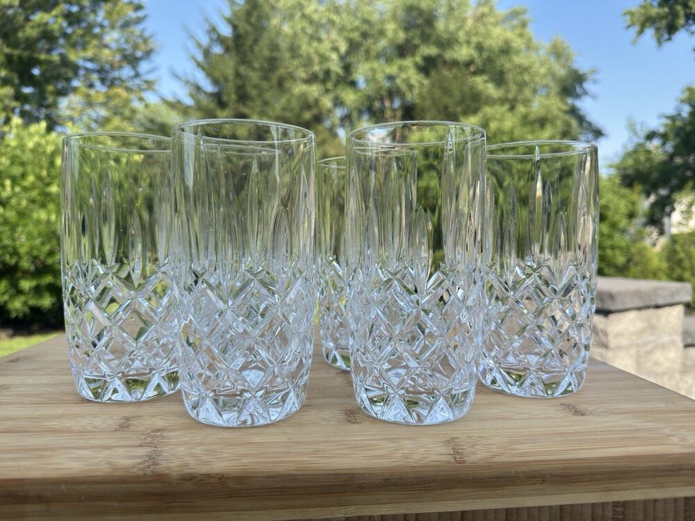 Gorham Crystal Lady Anne Highball Tumblers Glasses 6" Tall 12oz ~set Of 6